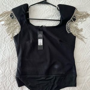 Fashion Nova It’s My Party Bodysuit- Rhinestones